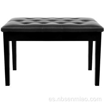 Taburete de piano de cuero sintético Duet de madera de caucho negro